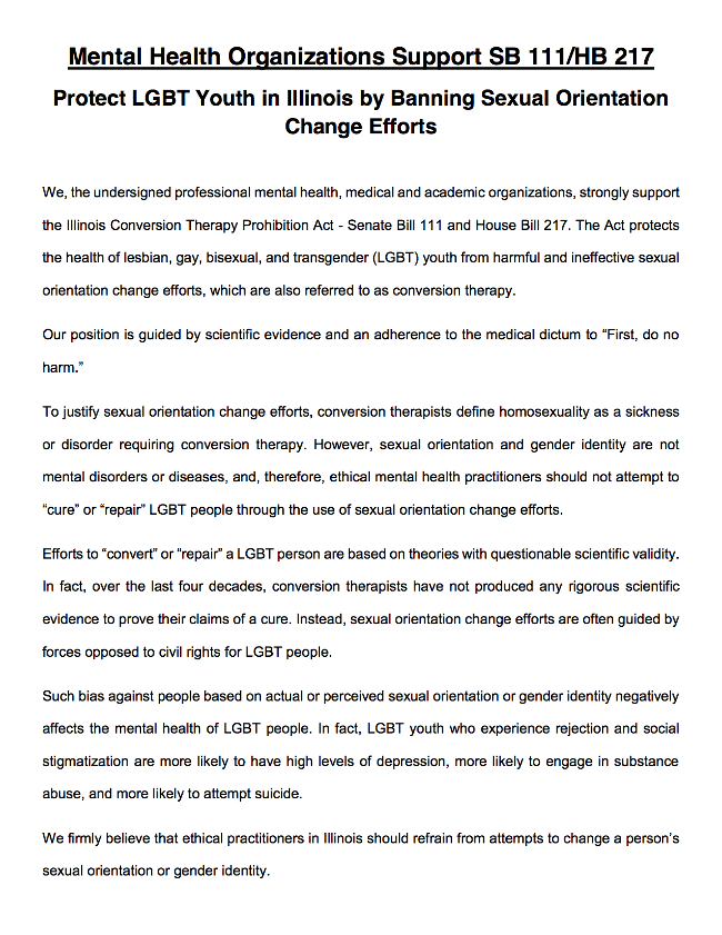 Therapy Ban Statement